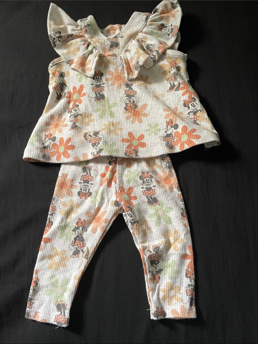 Disney Baby Gray and Teal Ribbed Infant Sweater with Orange Detail